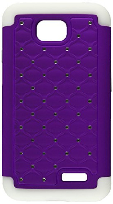 Asmyna Luxurious Lattice Dazzling TotalDefense Protector Cover for LG Optimus Exceed - Retail Packaging - Purple/Solid White Asmyna Luxurious Lattice Dazzling TotalDefense Protector Cover for LG Optimus Exceed - Retail Packaging - Purple/Solid White