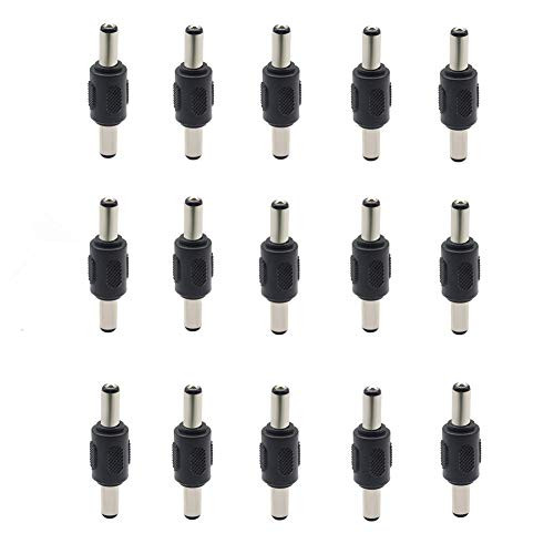 Qiying 2.1 x 5.5mm Male to Male DC Power Jack Adapter Connector 12/24V Male to Male Power Jack Socket for Led Strip CCTV Security Camera Cable Wire Ends Plug Barrel -15PCS