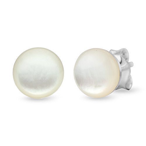 925 Sterling Silver Natural White Mother of Pearl Shell Inlay Round Post Stud Earrings 7 mm 925 Sterling Silver Natural White Mother of Pearl Shell Inlay Round Post Stud Earrings 7 mm