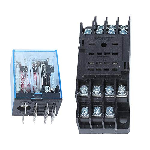 4NO 4NC Miniature Relay Stable 14 Pins Small Coil Power Relay with Base Mini Size Easy Installation Firm for Automatic Control Circuit Industrial-DC24V-