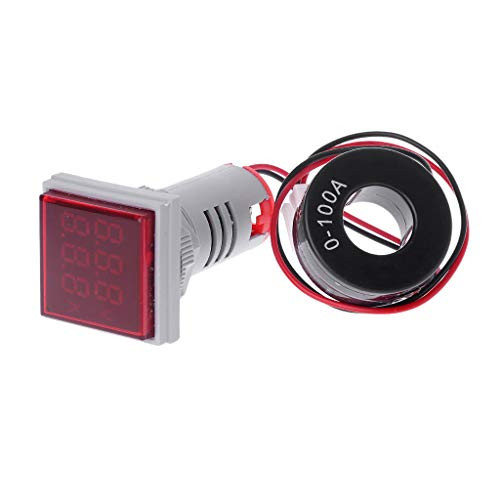 Idkska Square LED Digital Dual Display Voltmeter  and  Ammeter Voltage Gauge Current Meter AC 60-500V 0-100A