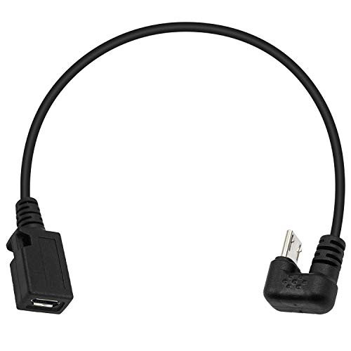 Poyiccot Micro USB Extension Cable Male to Female Extender Cord, Micro USB Power Extension Cable, 180 Degree Angle U Shaped Micro-B Support Charging and Sync for Camera  and  Android Smartphone, 30cm