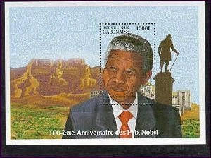 Imperial Mint Nelson Mandela Nobel Prize Stamp Souvenir Sheet - Gabon