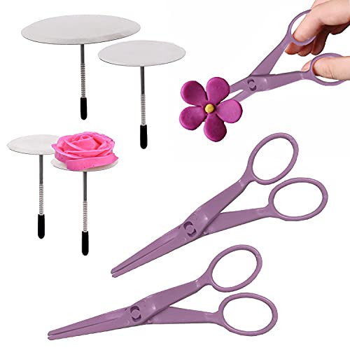 Cake Flower Lifters Set Stainless Steel Baking Tools for Icing Flowers Decoration -6 Pack- -Purple-