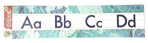 Teaching Tree Manuscript Alphabet Bulletin Back to School Board Creative Strips School Office Resources Scholastic Teacher Teacher's Bulletin Trim Wall Border Decal Classroom Decoration Blue Marble