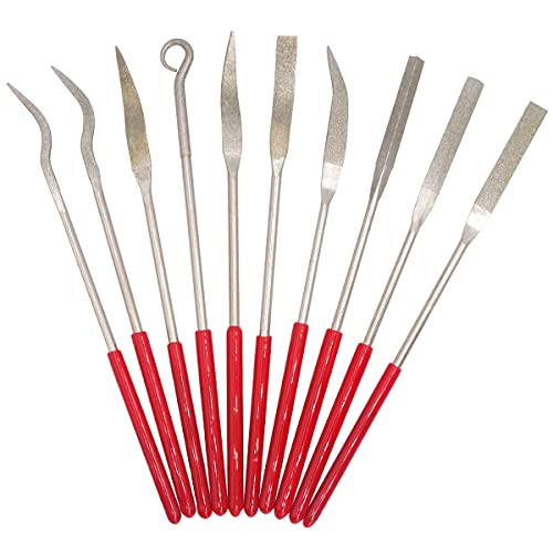 Wolfride 10pcs Mini Diamond File Set Fine Diamond File Set Flat Triangle Needle Files for Metal Glass Ceramic