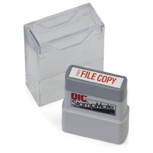 OfficemateOIC Office Pre-Inked Message Stamp, "File Copy", Red, Refillable -77017-