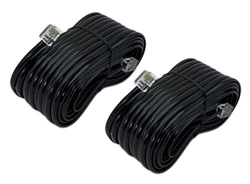 iMBAPrice -2-Pack- 50 Feet RJ11 4C Modular Lone Telephone Extension Phone Cord Cable Line Wire - Black