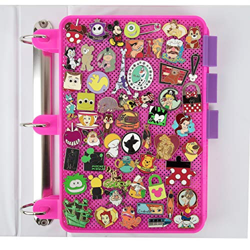 Enamel Pin Display Pages -1 PK- - Display and Trade Your Disney Collectible Pins in Any 3-Ring Binder - Pages Lay Flat with Pinbacks and NO Sagging -Pink - Pins Not Included-