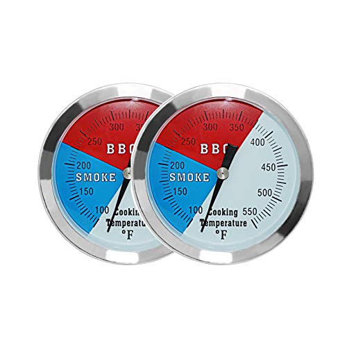 FlameSky BBQ Grill Thermometer Temperature Gauge, Smoker Thermometer Temperature Gauge, 2 Inch Stainless Steel Barbecue Charcoal Grill Smoker Temp Gauge Pit -2-Pack-