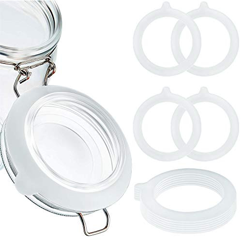 Nowepai 10 PCS Silicone Jar Gaskets Replacement Jar Seals, 3.7 Diameter Airtight Silicone Seals Rings for Glass Clip Top Jars, Leak-proof Rubber Seals for Regular Mouth Canning Jars, White