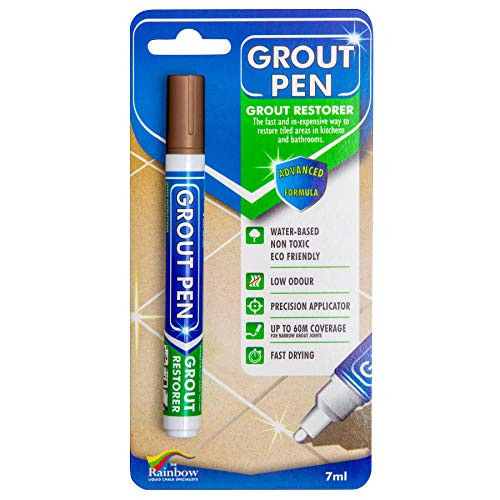 Grout Pen Brown Tile Paint Marker: Waterproof Tile Grout Colorant and Sealer Pen - Brown, Narrow 5mm Tip