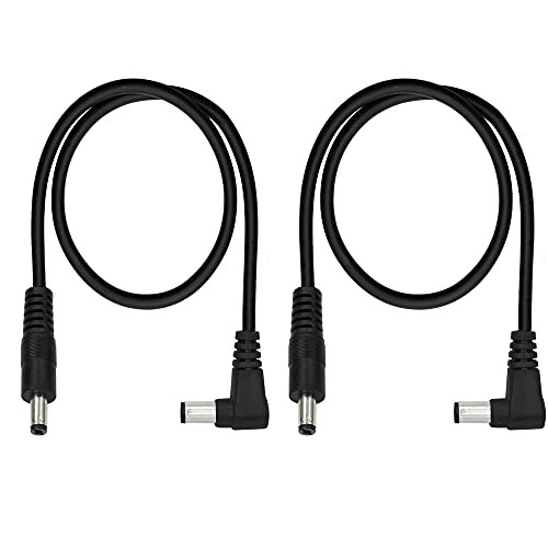 GINTOOYUN Right Angle DC to DC Male Power Cable,24AWG DC 5.5MM x 2.1MM Male to 90 Degree DC Male Plug Patch Wire Adapter Extension Cord for Strip Lihgt,CCTV,Car,Monitors,etc-2 Pcs-