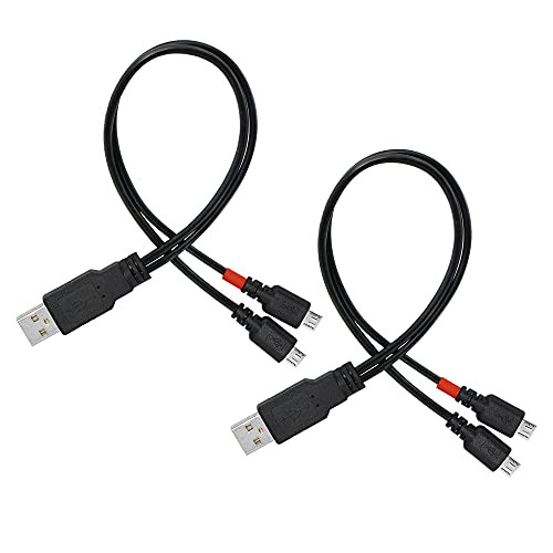 PNGKNYOCN 12 Inch Micro USB Splitter Cable USB 2.0 Type A Male to Dual Micro USB Male Y Data Charge Connector Adapter Cable