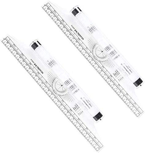2 Pieces Plastic Measuring Rolling Ruler, Drawing Roller Ruler, Parallel Ruler, Multifunctional Drawing Design Ruler for Measuring, Drafting, Student, School and Office