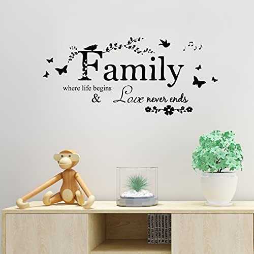 MEFOSS Family Quote Wall Decal Quotes Wall Saying Stickers Home Decorations Removable Inspirational Stickers Wall Decor Art for Living Room Bedroom