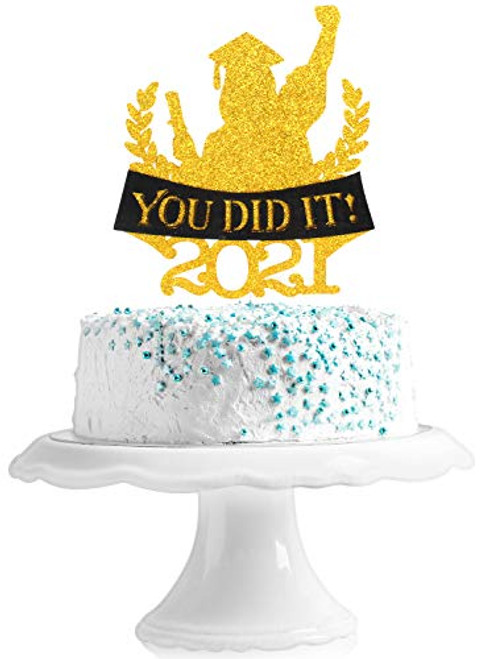 You Did It 2021 Graduation Cake Topper - Senior 2021 Gold Glitter A Girl Cheers To Graduate Cake Supplies - Congrats Grad College Master Graduation Party Decoration You Did It 2021 Graduation Cake Topper - Senior 2021 Gold Glitter A Girl Cheers To Graduate Cake Supplies - Congrats Grad College Master Graduation Party Decoration