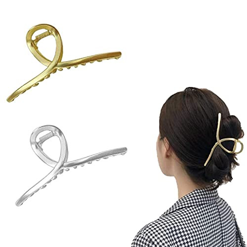Women Large Hair Claw Clips for Thick Hair, Lazy Simple Headdress Non Slip Hairpin Hair Catch Barrette for Thin Hair -Metal: Gold plusSliver- Women Large Hair Claw Clips for Thick Hair, Lazy Simple Headdress Non Slip Hairpin Hair Catch Barrette for Thin Hair -Metal: Gold plusSliver-
