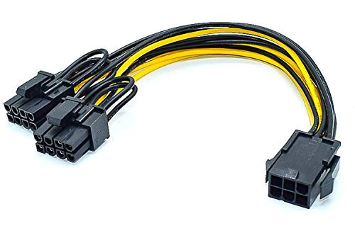 TanGuYu 6 Pin to Dual 8 -6 plus2- Pin PCIe Adapter Power Cables 2Pack, 6 Pin to Dual PCIe 8 Pin Graphics Card PCI Express Power Adapter GPU VGA Y-Splitter Extension Cords Mining Video Card Converter Cable