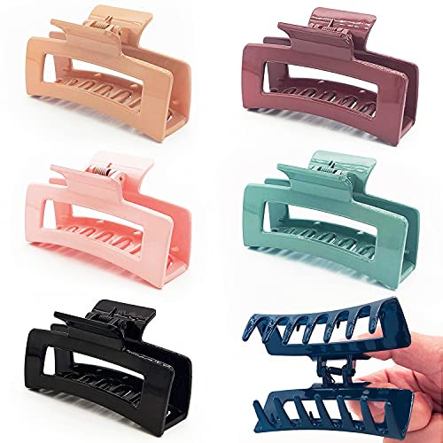 6pcs Claw Hair Clips, Large Big Hair Claw Clips for Thick Hair, Non Slip Large Claw Clip for Women and Girls, Strong Hold Hair Clips for Thick Hair, 6 Colors