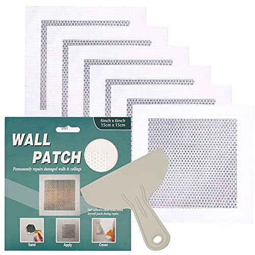 Drywall Repair Kit Wall Patch - 6PCS 6x6 inch Self-Adhesive Fiberglass Wall Repair Patch Kit for Drywall Plasterboard