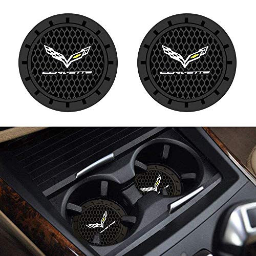 HAIGEZS for Corvette C7 Cup Holders Insert Coaster Automotive Interior Accessories Fits Corvette C1 C2 C3 C4 C5 C6 C7 C8 Racing 1LT 2LT 3LT Stingray -2.75" Diameter-2PCS-