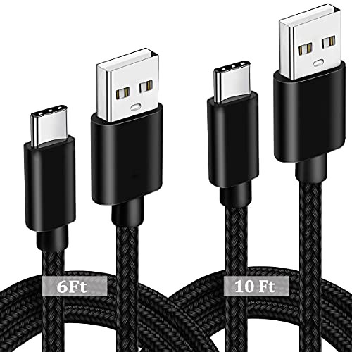USB Type C Cable,10ft 6ft Extra Long Charger Cord for Samsung Galaxy A71 A70 A51 A50 A01 A11 A21 S20 Fe Ultra S10 S9 S8 Plus Note 10 LG Stylo 6 V40 V60 G70 K51 K61 USB C Fast Charging C Cables
