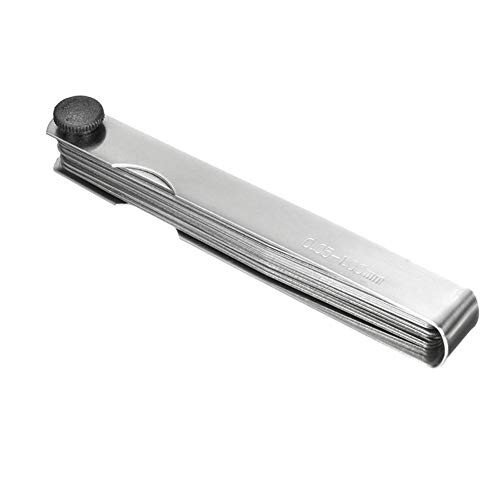 isilky Stainless Steel Feeler Gauge Dual Marked Metric and Imperial Gap Measuring Tool -0.02-1.00 mm, 20 Blades-
