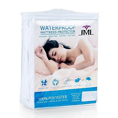 JML Waterproof Mattress Protector, Full Size Mattress Protector - Waterproof, Hypoallergenic, Breathable Vinyl Free Full Mattress Cover - Fit 14" Deep Pocket JML Waterproof Mattress Protector, Full Size Mattress Protector - Waterproof, Hypoallergenic, Breathable Vinyl Free Full Mattress Cover - Fit 14" Deep Pocket