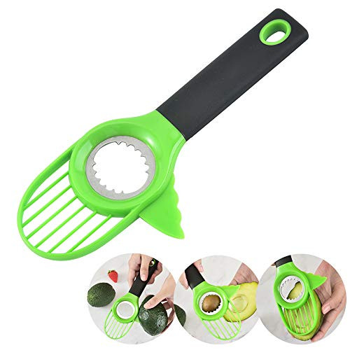 Avocado Slicer, 3 in 1 Avocado Cutter Tool, Multifunctional Avocado Knife Works as Splitter, Pitter, Slicer, Green