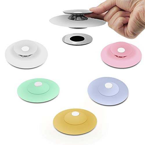 6 Pack Shower Drain Stopper - Silicone Bathtub Sink Stopper Hair Trap Hair Catcher Bathtub Drain Strainers Protectors Cover for Floor Laundry Kitchen and Bathroom