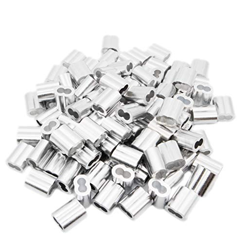 TOYELIU 100pcs Aluminum Crimping Loop Sleeves Cable Crimp for 1/8" Diameter Wire Rope