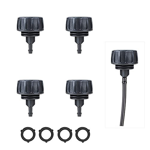 1/4 Inch Drip Irrigation Tube to 3/4 Inch Faucet and Garden Hose Adapter 4PCS Water Drip Hose Adapter Connectors and Fittings with Washers -1 Barb-