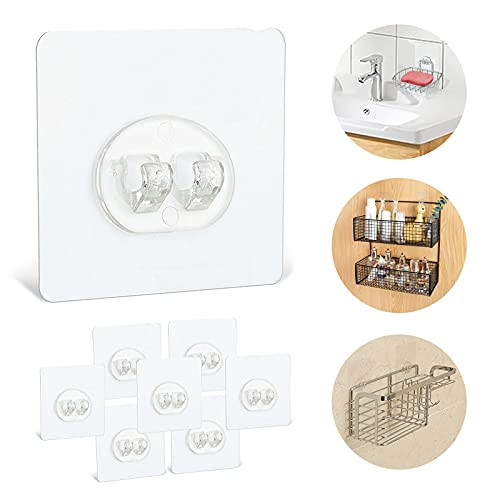 8 Pack Shower Caddy Adhesive Hooks Replacement, Strong sticker Hooks for Bathroom Shower Caddy Corner Shelf basket Soap Dish adhesive hanging Hooks, No Drilling Wall Shower Kitchen Accessories