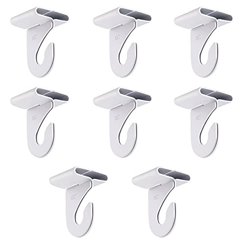 Gansita 8 Pair Drop Ceiling Hooks for Hanging ,White Heavy Duty Ceiling Hooks,Metal T-Bar Hooks,Suspended Ceiling Tile Hook Ceiling Clips for Home Classroom Grid Office  and  Decorations