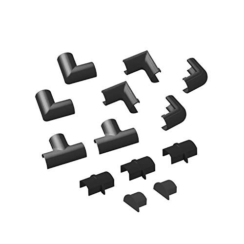 D-Line Cable Raceway Clip-Over Accessories | Join Multiple Channels of D-Line Cord Covers | Coupler and Connector Multipack -Small -Micro plus-, Black-