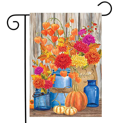 Briarwood Lane Fall Mason Jars Floral Garden Flag Primitive Autumn 12.5" x 18"