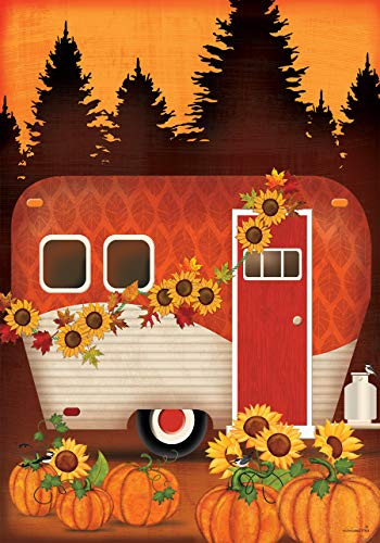 Briarwood Lane Autumn Night Camper Garden Flag Primitive Fall Sunflowers 12.5" x 18"