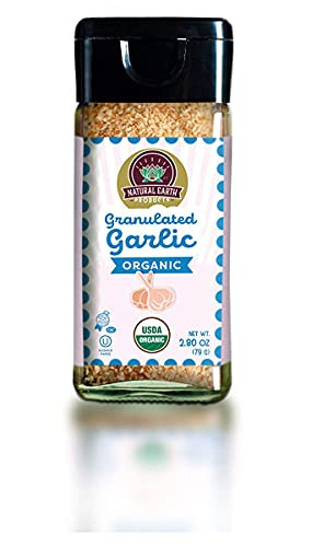 Natural Earth Products - Organic Granulated Garlic - OU-Kosher - 2.8 Oz -79.38 g- -Single-