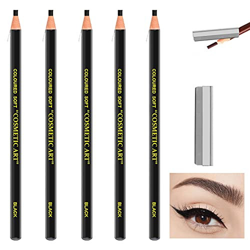 5PCS Black Eyebrow Pencil Microblading Supplies Kit Eyebrow Tattoo Pen Microblading Eyebrow Pen Waterproof and Long Lasting Brow Pencil Set for Natural Eyebrow Makeup