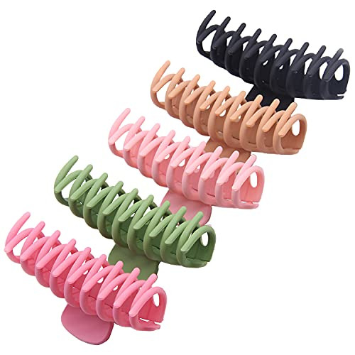 MIKITY Hair Clips Big Hair Claw Clips 4.3 Inch Nonslip Large Claw Clip for Women and Girls Thin Hair,Strong Hold for Thick Hair, 5 Color Available -5 Packs- MIKITY Hair Clips Big Hair Claw Clips 4.3 Inch Nonslip Large Claw Clip for Women and Girls Thin Hair,Strong Hold for Thick Hair, 5 Color Available -5 Packs-