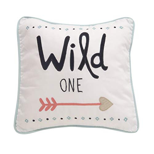 Lambs & Ivy Little Spirit Decorative Pillow - Blue, White, Coral, Hearts, Modern