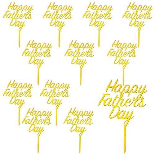 Rcanedny 12 Pieces Happy Father's Day Cake Topper Father's Day Cupcake Topper Acrylic Mirror Cake topper for Father's Day Birthday Party Supplies