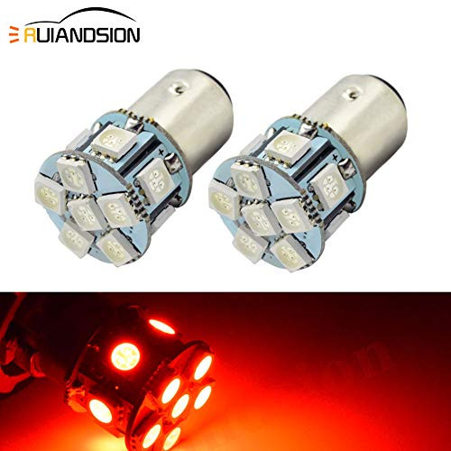 Ruiandsion 2pcs 12V BA15D Super Bright 5050 12SMD Chipsets LED Replacement Bulb for Reverse Light Turn Signal Light Tail Light,Red