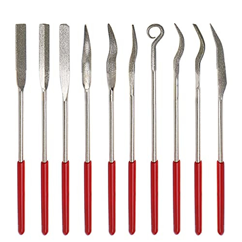Saipe 10pcs Diamond Needle File Set Mini Diamond File Set Carving Craft Handy Files Jewelers Hand Files Tool Kit for Metal Jewelers Ceramic Stone Glass Wood 3x140mm