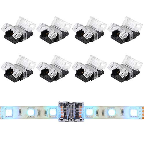 SUPERNIGHT 8 Pack 4 Pin LED Connector for Waterproof 10mm RGB 5050 5630 LED Strip Lights, Strip to Strip Quick Connection Without Soldering