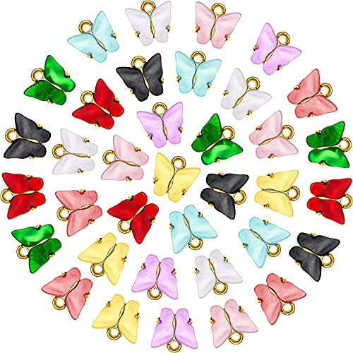 36 Pieces Butterfly Charms Acrylic Butterfly Pendant Colorful Butterfly Shape Charms for Earrings Bracelets Necklace DIY Jewelry Pendant Making -Gold- 36 Pieces Butterfly Charms Acrylic Butterfly Pendant Colorful Butterfly Shape Charms for Earrings Bracelets Necklace DIY Jewelry Pendant Making -Gold-