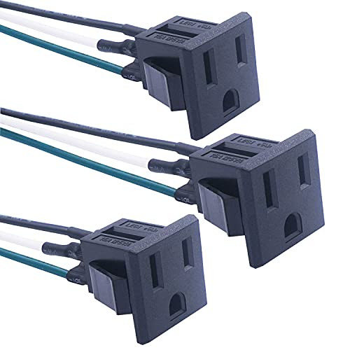 weideer 3Pcs 3 Pins US Power Socket Plug Panel 15A 125V AC Panel Mount Outlet Industrial Plug Female Connectors Adapter With 18AWG Connection line K-019-X