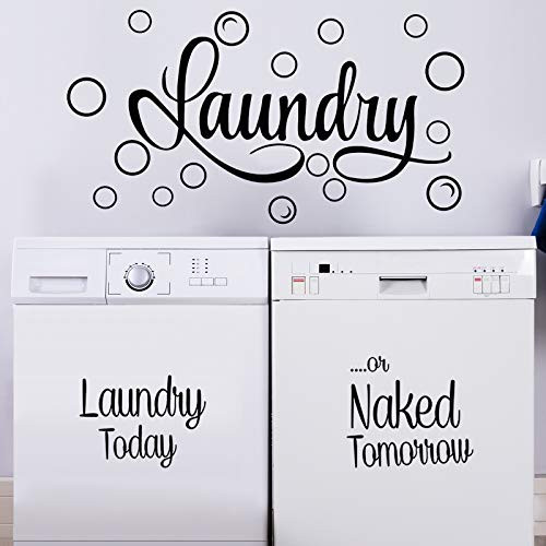 Laundry Room Vinyl Wall Decal Washer Dryer Decals Stickers Laundry Room Decal Quote Bubble Sticker Laundry Today Naked Tomorrow Vinyl Decal Laundry Art Signs Wall Quote Sticker -Black-