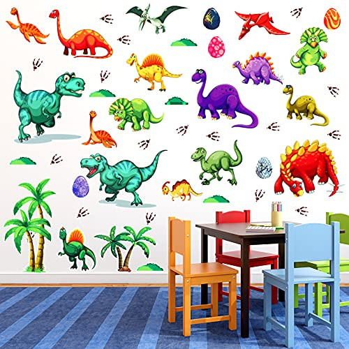 110 Pieces Dinosaur Wall Decals Dinosaur Wall Stickers Removable Colorful Dinosaur Wall Decor Dinosaur Egg Wall Mural for Kids Nursery Living Room Classroom Birthday Decoration -PVC- 110 Pieces Dinosaur Wall Decals Dinosaur Wall Stickers Removable Colorful Dinosaur Wall Decor Dinosaur Egg Wall Mural for Kids Nursery Living Room Classroom Birthday Decoration -PVC-
